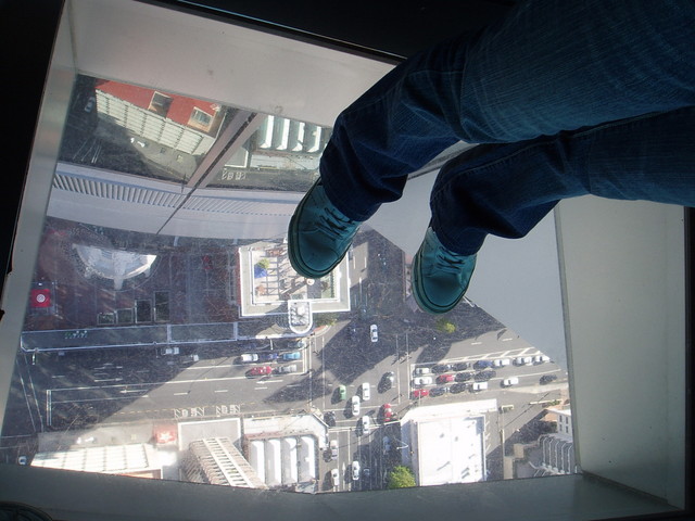 Definitely scary - top of Sky Tower (like Space Needle)