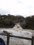 Instructor feeding soap (haha, not soup) to activate geyser